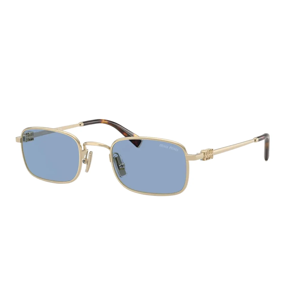 Miu Miu Blue Woman Mu A53s Zvn60o Sunglasses Metal Gold Squared Normal - Image 3