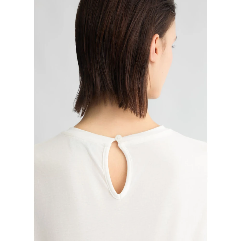 Liu Jo Witte Jersey T-shirt met Taffeta Ruches White Dames