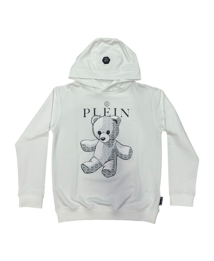 white-hoodie-with-teddy-bear-logo