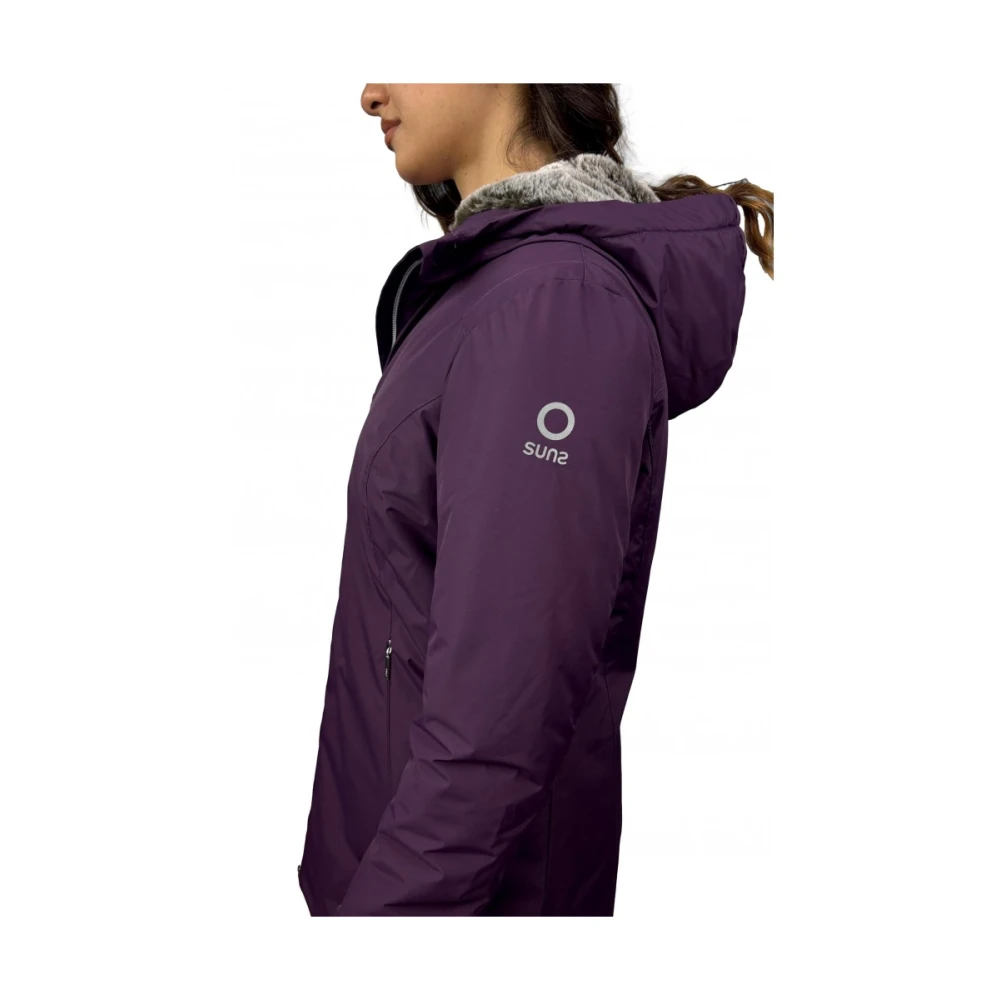 Suns Paarse Marmeren Hoodie Bontjas Purple Dames