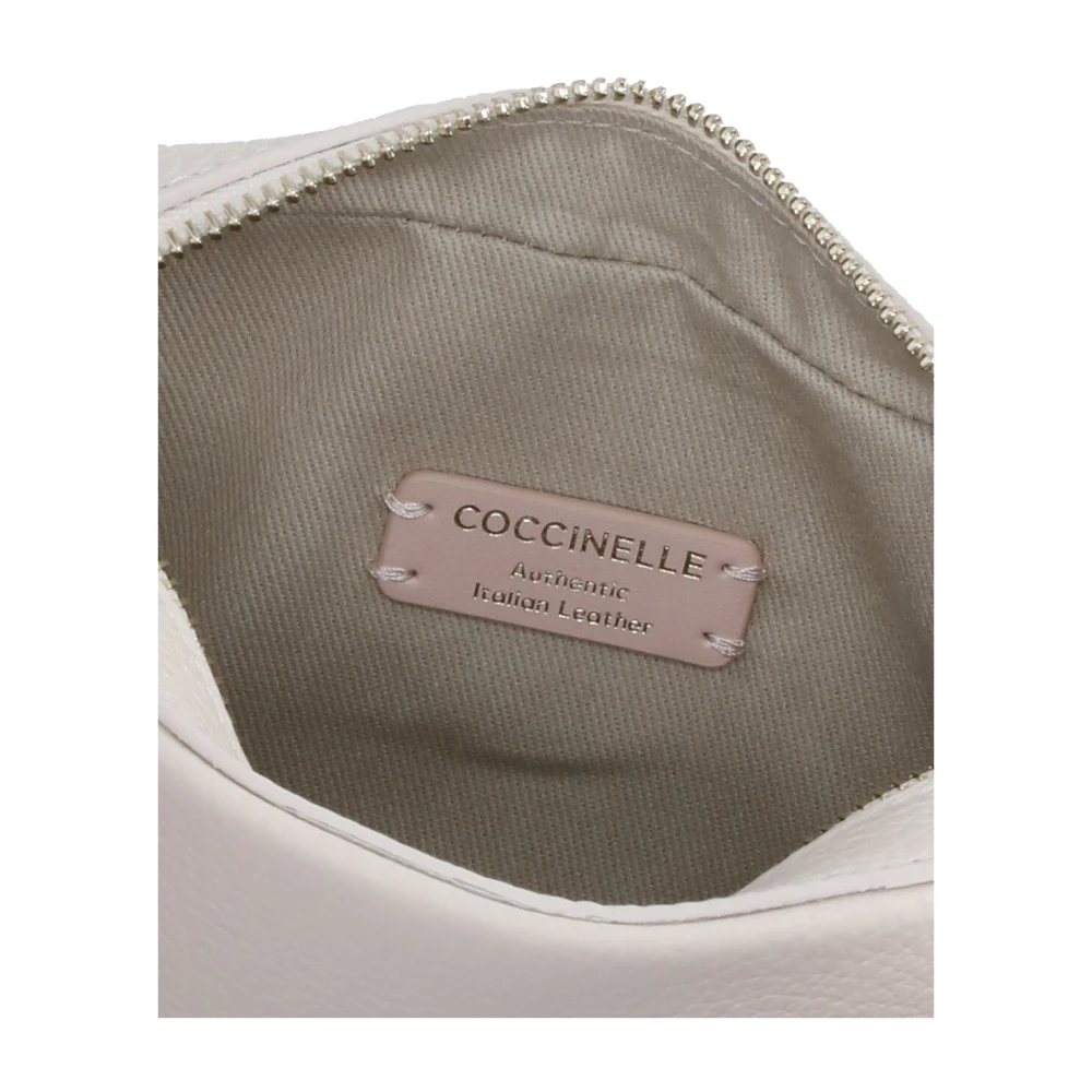 Coccinelle Ivoor Leren Schoudertas met Afneembare Band Beige Dames