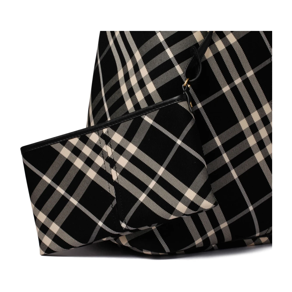 Burberry Geruite Schoudertas Zwart en Wit Black Dames