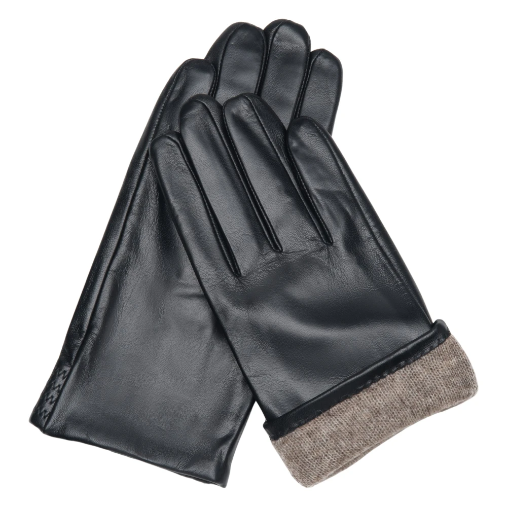 Estro Men's Black Gloves, 9 In, Genuine Leather Gloves With Warm Lining