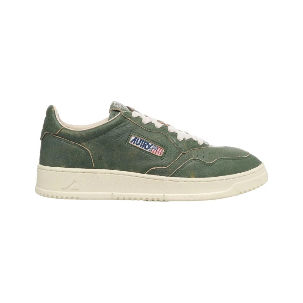 Autry Men's Green Sneakers, 10 Uk, Vintage Leather Trainers