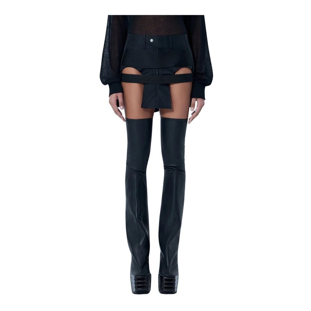 Rick Owens Women's Black Short Shorts, S, Temple Mini Skirt