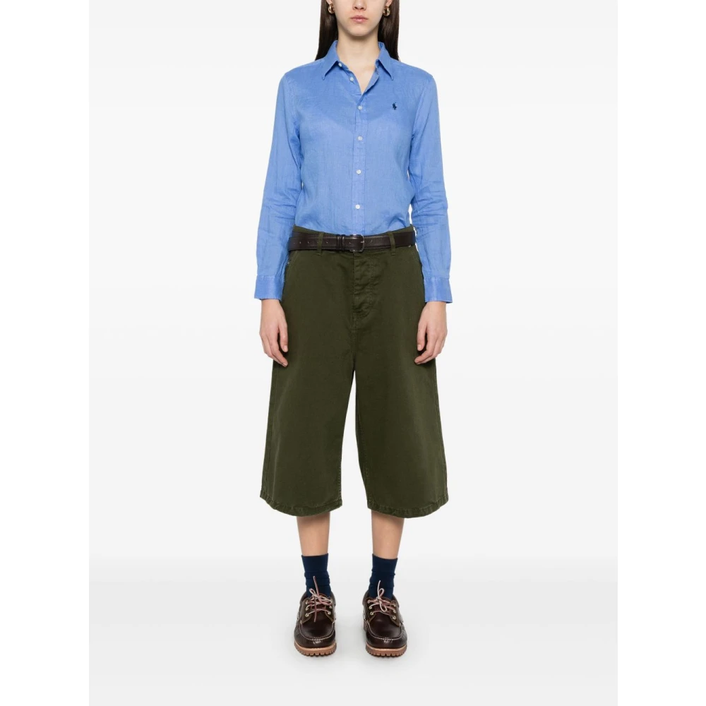 Polo Ralph Lauren Heldere Blauwe Linnen Overhemd Classic-Fit Blue Dames