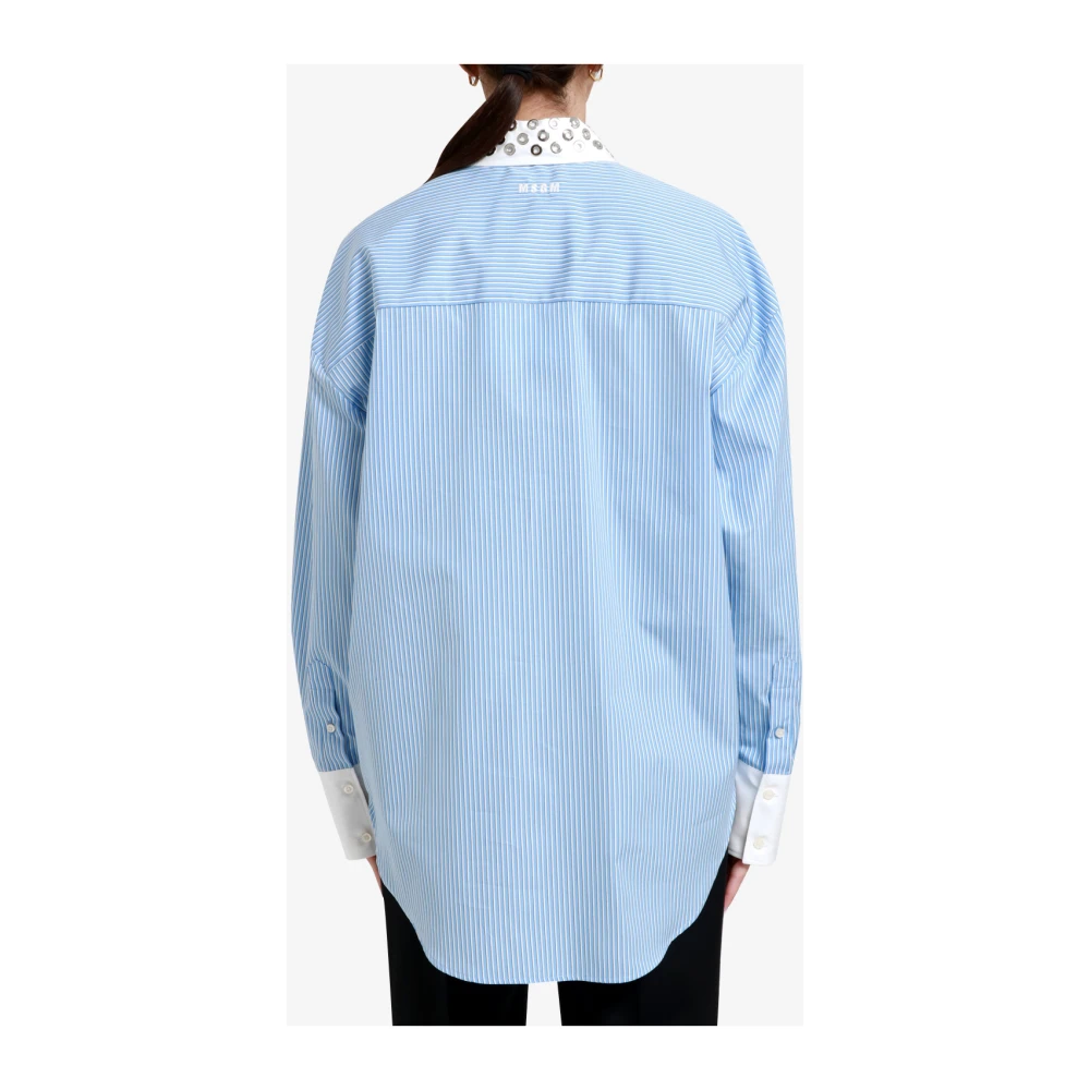 Msgm Gestreept Katoenen Shirt Lichtblauw Blue Dames