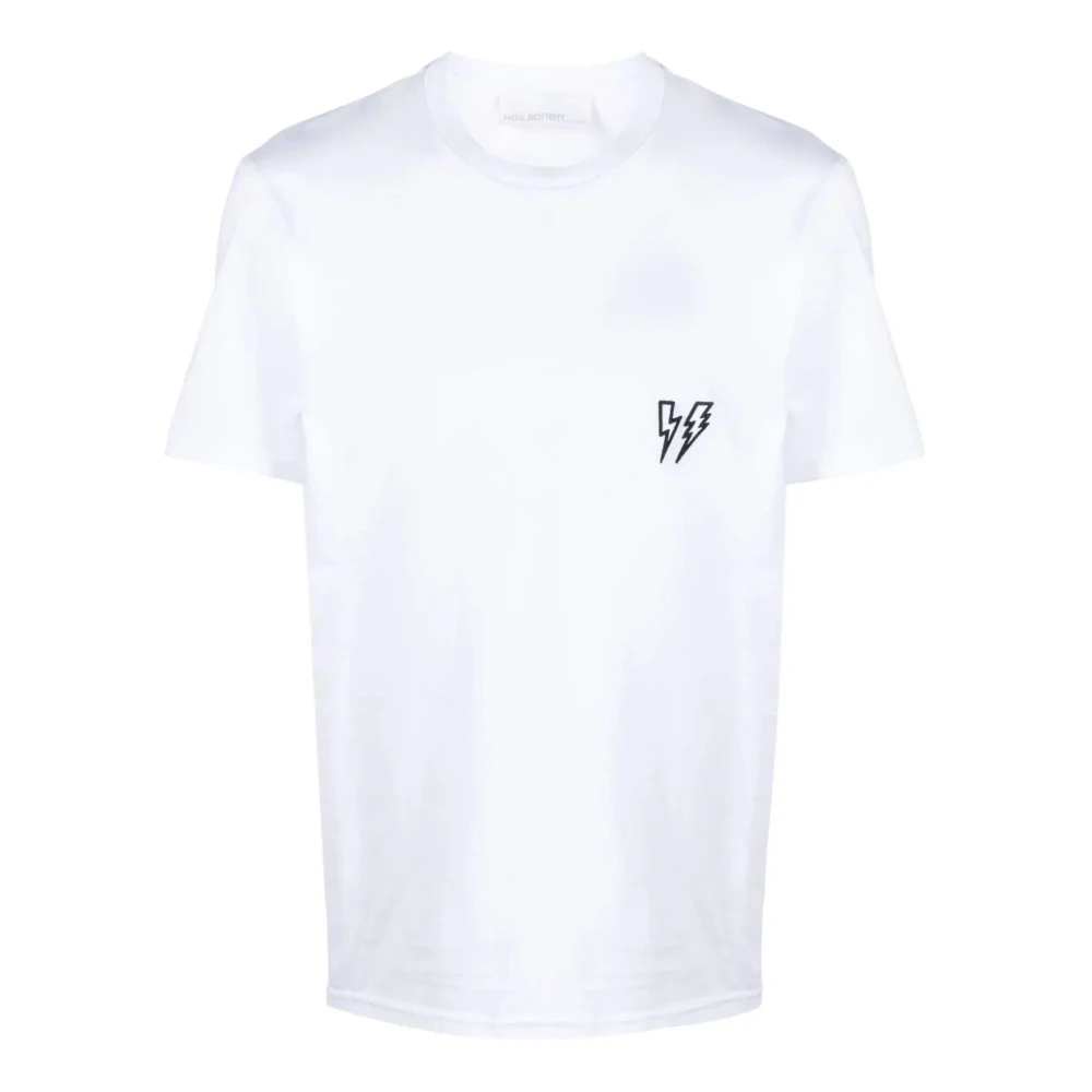 Neil Barrett Witte Thunderbolt Jersey T-shirt White Heren