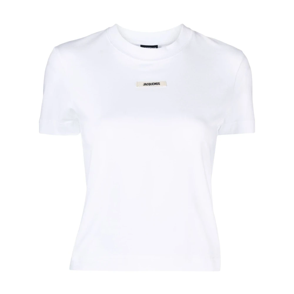 Jacquemus Witte T-shirts en Polos met Logo Patch White Dames