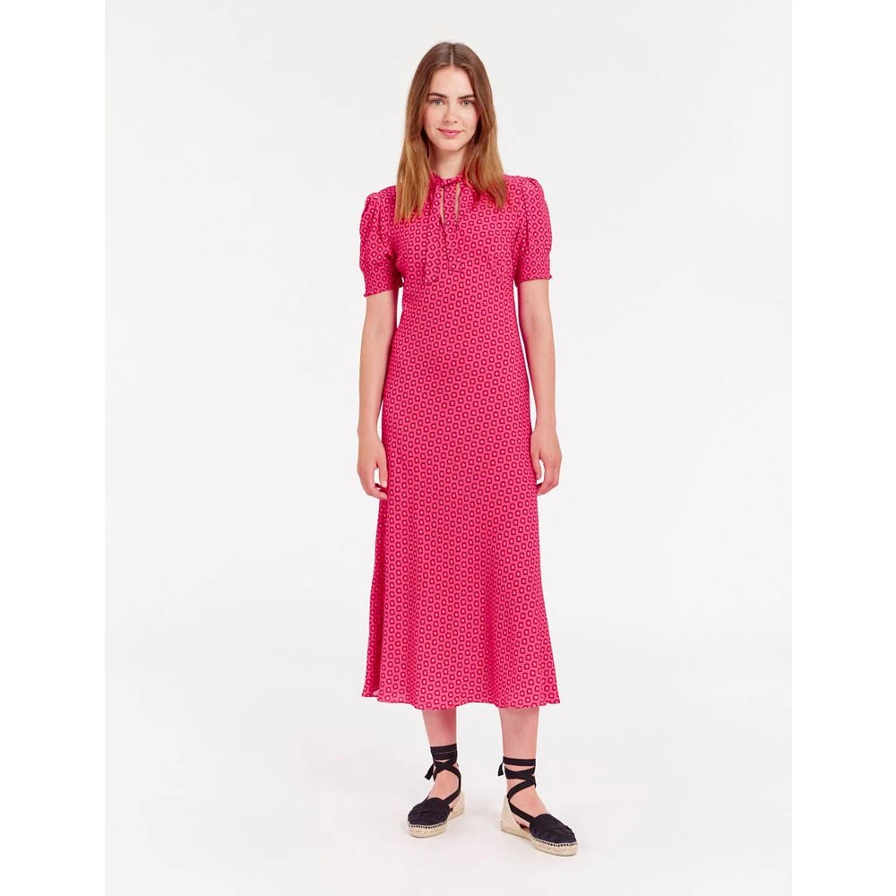 Ines De La Fressange Paris Roze Print Jurk met Druppel Kraag Pink Dames