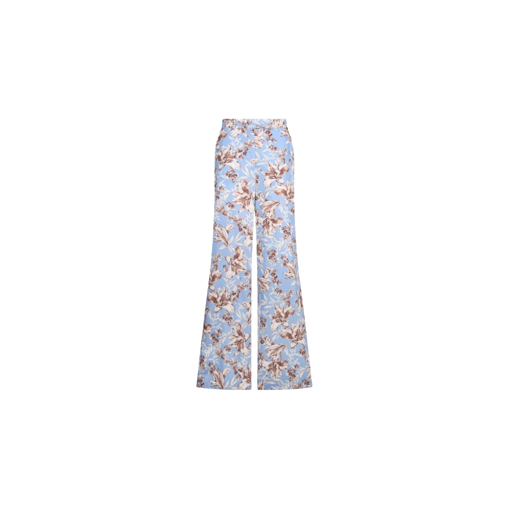 Liu Jo Vrouw Blauw Broeken Dames, L, Katoen, Poplin Wide-Leg Broek