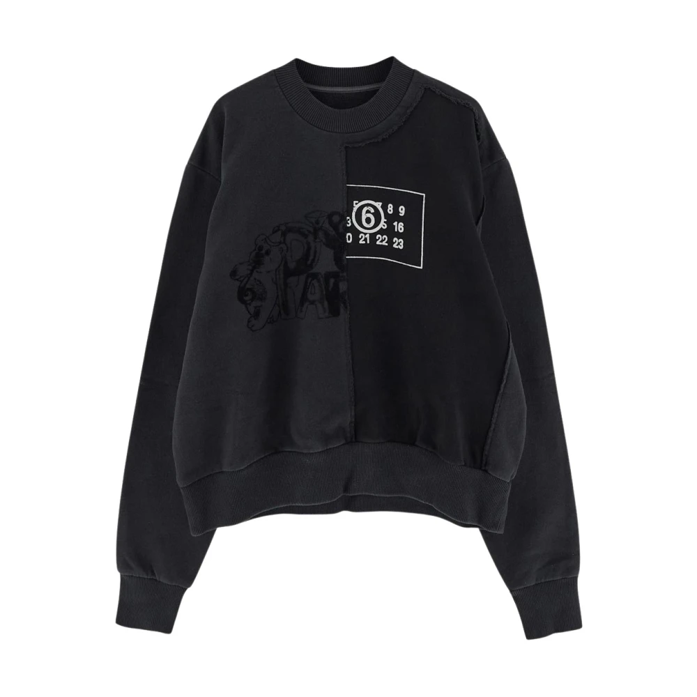 MM6 Maison Margiela Katoenen Logo Sweatshirt Black Dames