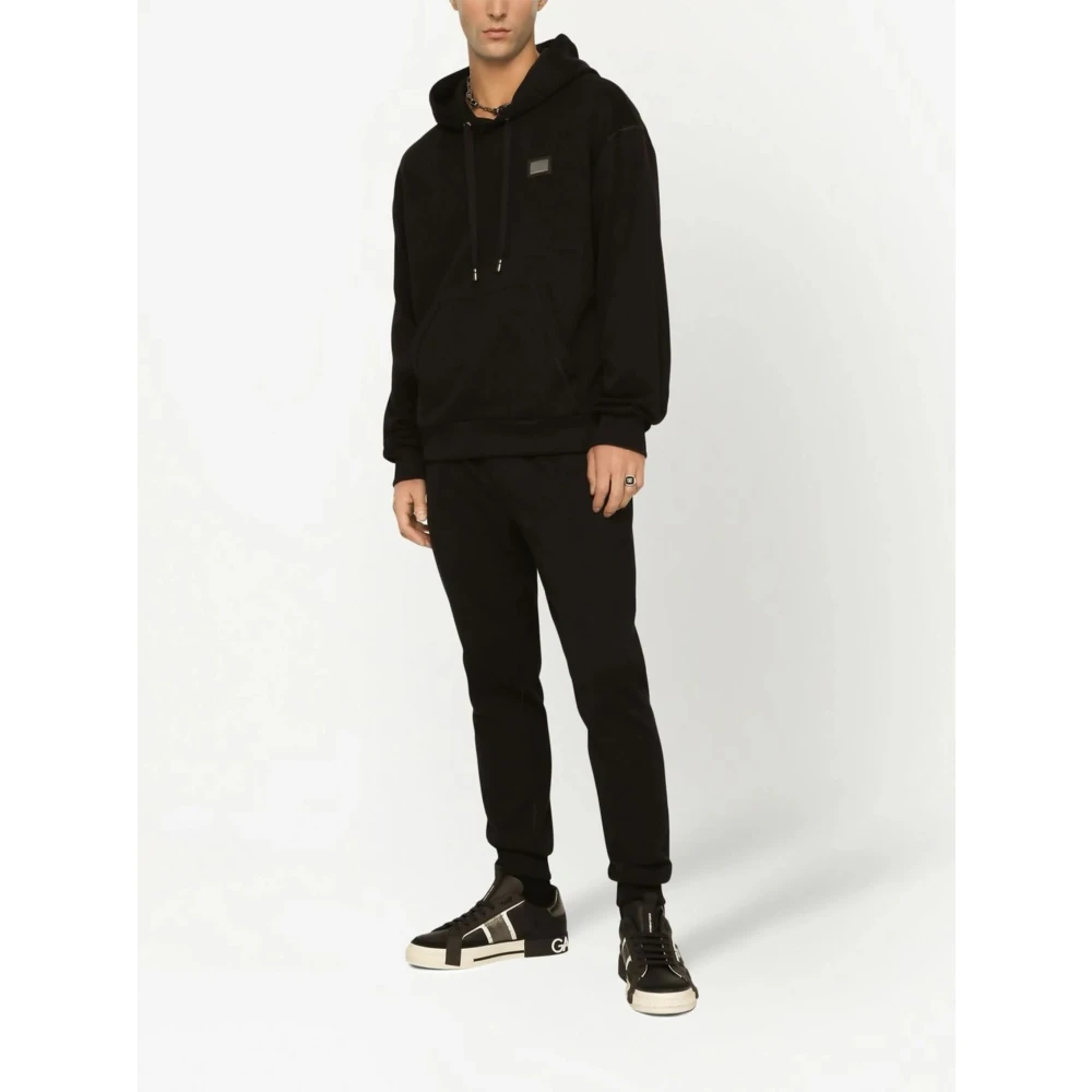 Dolce & Gabbana Jersey hoodie met merklabel Black Heren