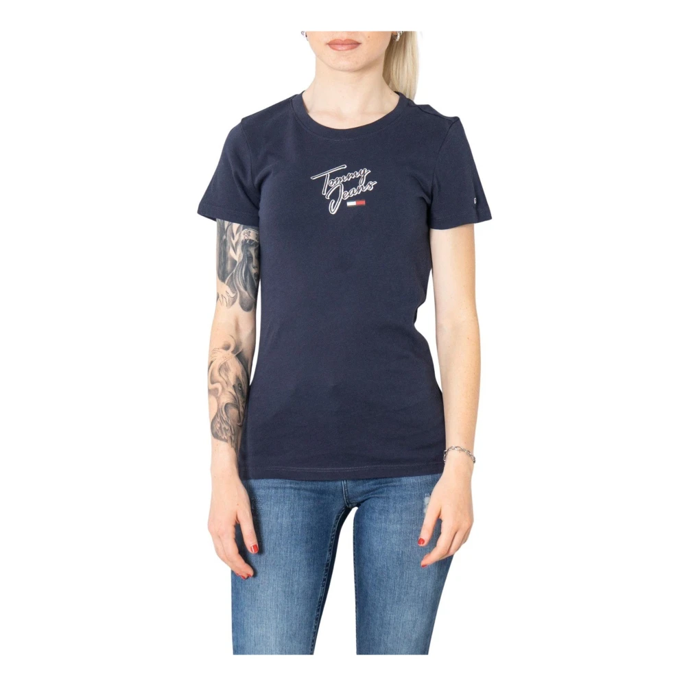 Tommy Jeans Blått Tryck Dam T-shirt Blue, Dam