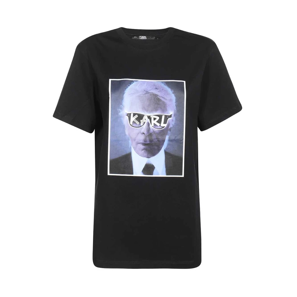 Karl Lagerfeld Maxi Print Katoenen T-shirt Black Dames