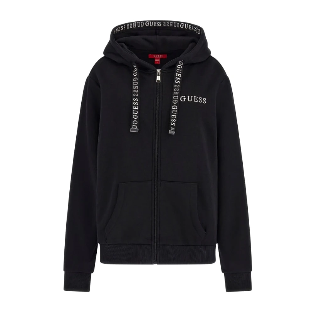 Guess Zwarte Hoodie met rits Black Heren