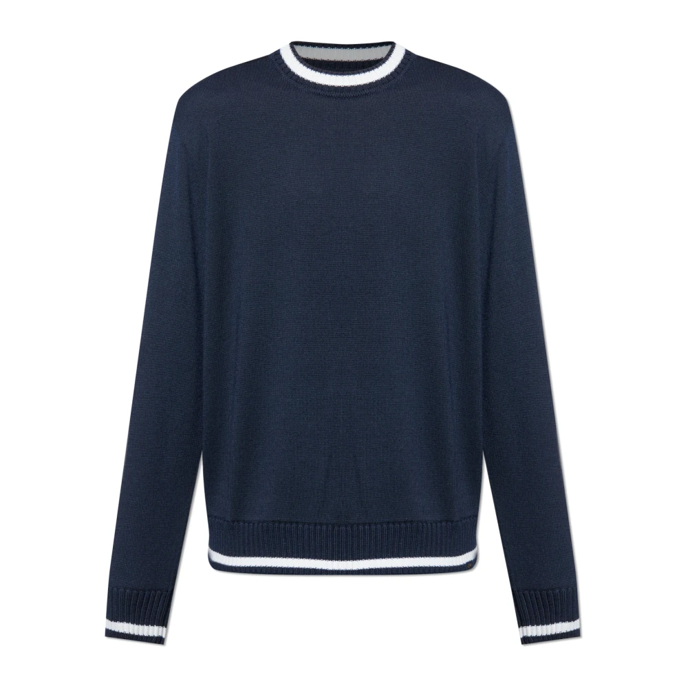 Paul & Shark Blue Wool Jumper With A Crew Neck - Male - Round-Neck Knitwear - L - Knitwear