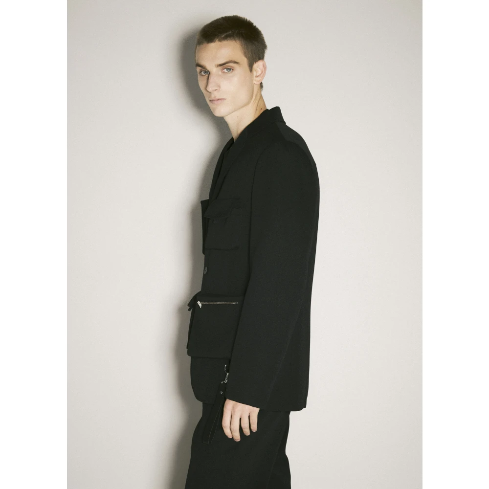 Lanvin Wollen Twill Multi-Pocket Jas Black Heren