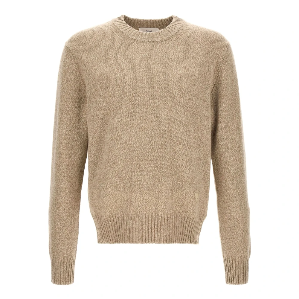 Ami Paris Beige Geribde Trui Beige Heren