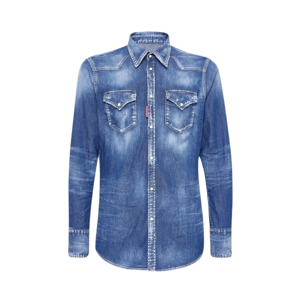 Dsquared2 Klassieke Blauwe Western Shirt Blue Heren