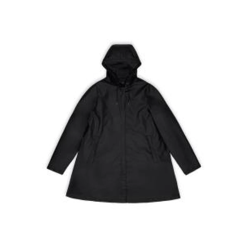 Rains Women's Black Parkas, Xs, A-Line Jacket