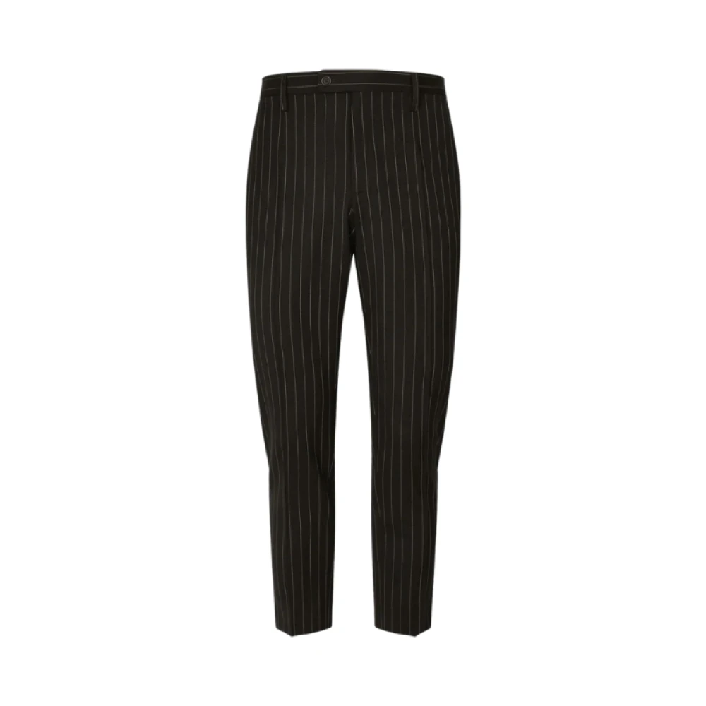 Dolce & Gabbana Men's Black Striped Skinny Wool Pants