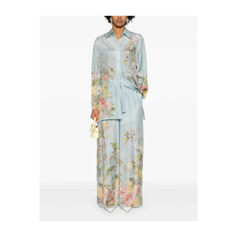Zimmermann Bloemen Zijden Palazzo Broek Blue Dames