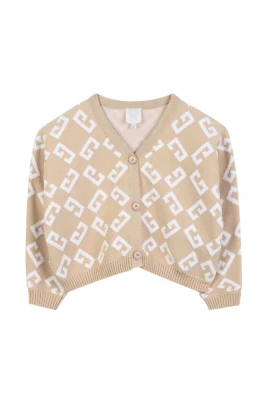 Barn Beige Tröja med Jacquard Motiv