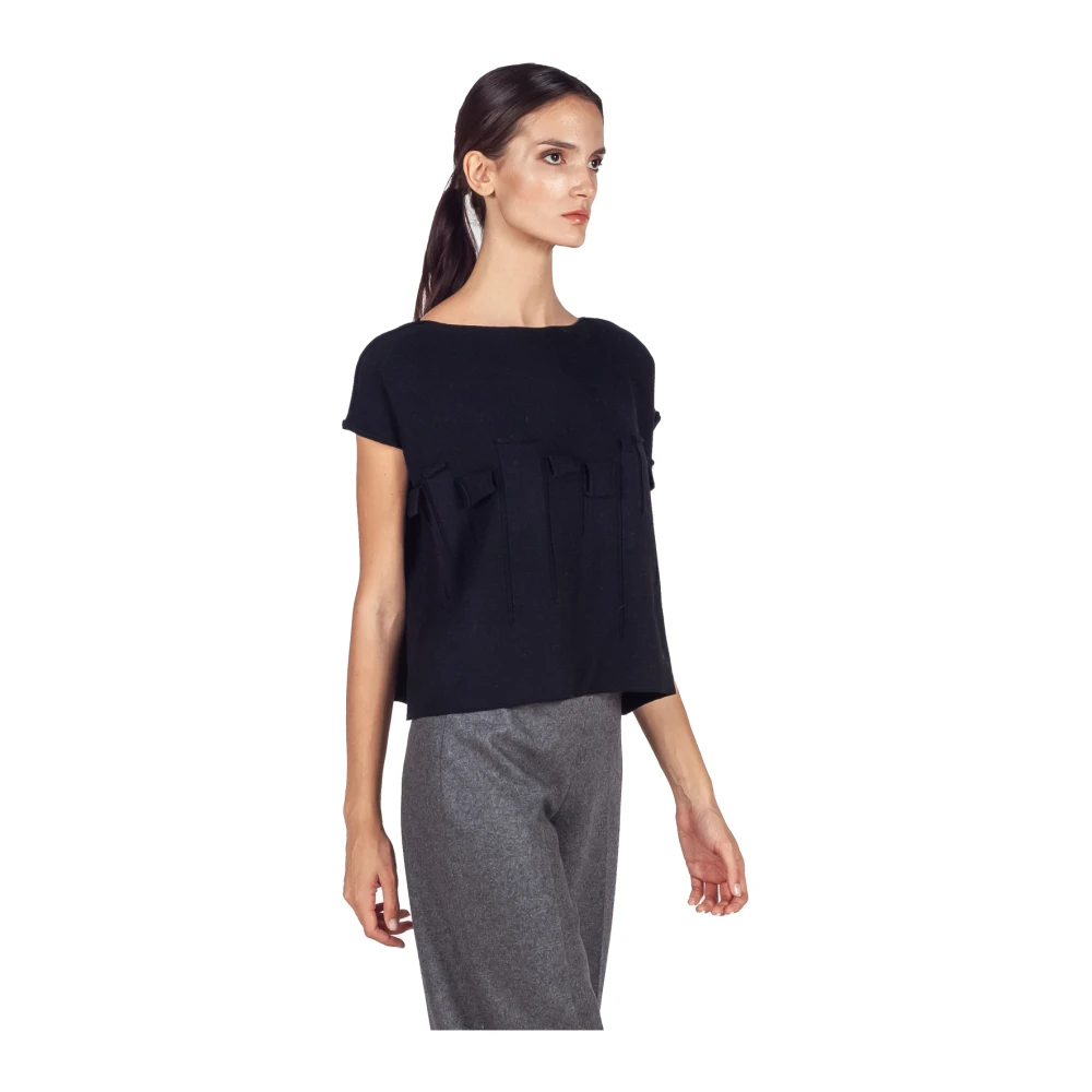 Liviana Conti Zwarte Applicatie Trui Vest Black Dames
