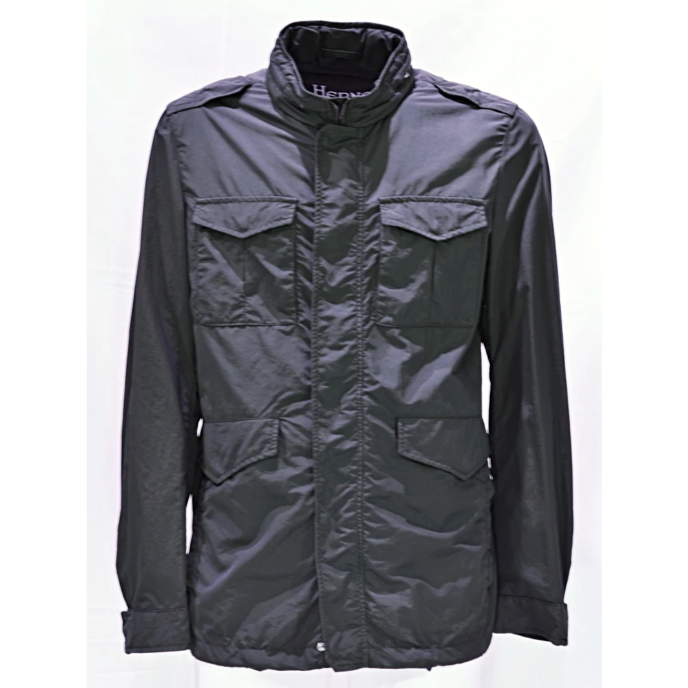 Herno Field Jacket met Opstaande Kraag Blue Heren