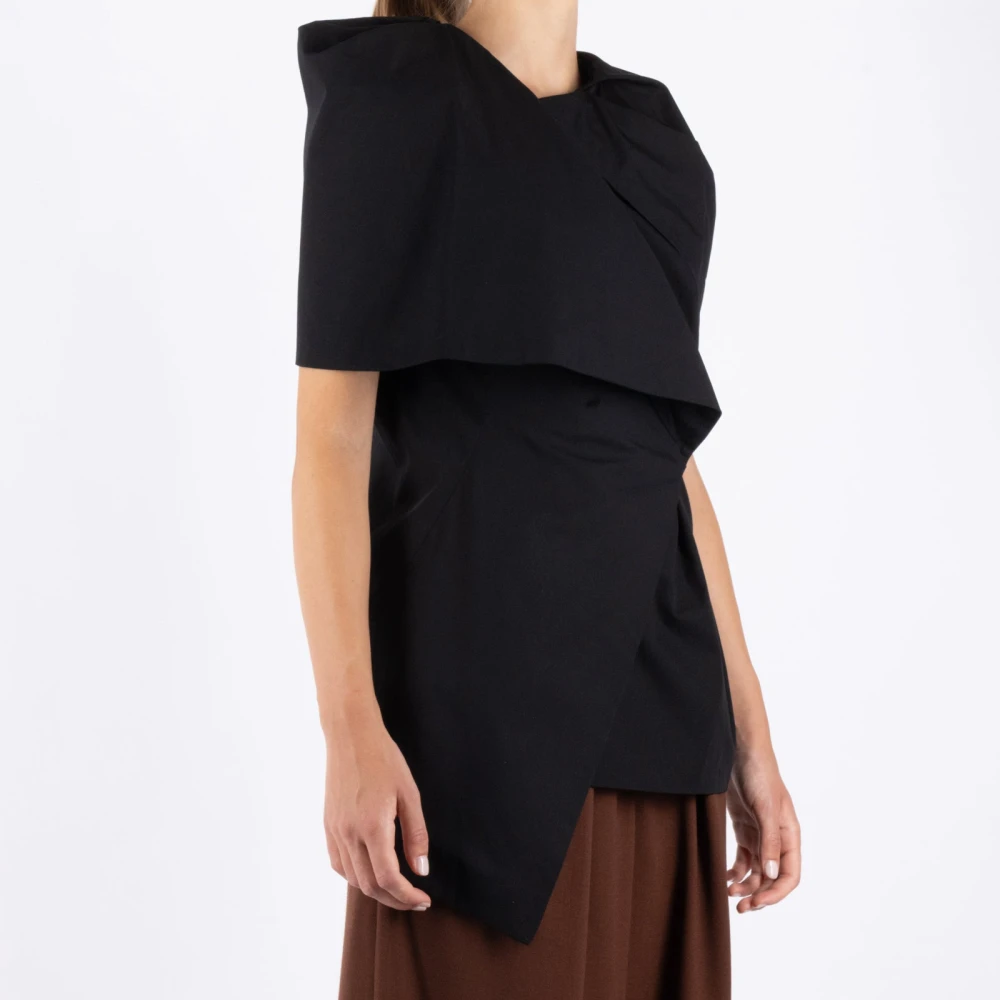 Dries Van Noten Zwarte Katoenen Overhemd Black Dames