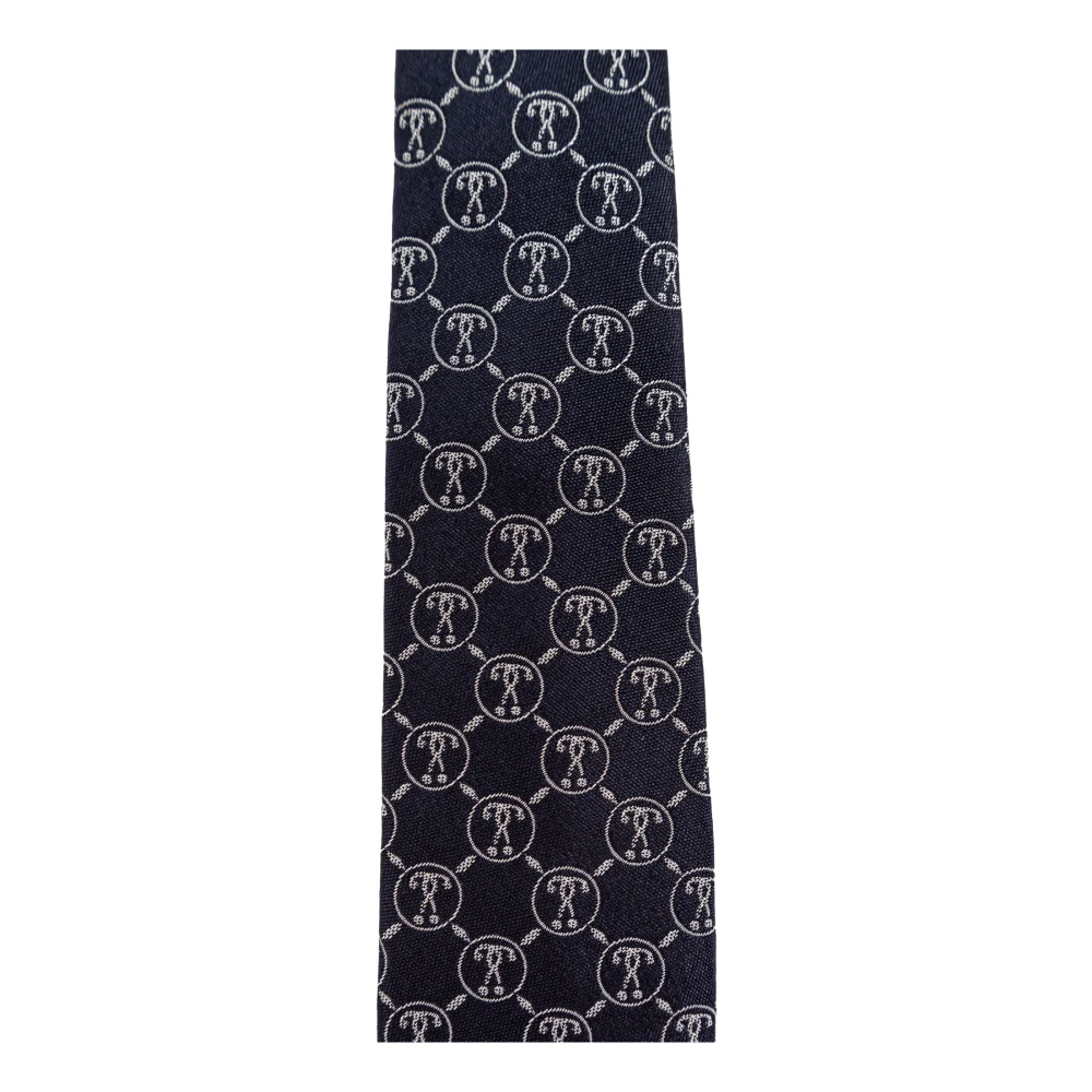 Moschino Zijden stropdas met monogram Blue Heren