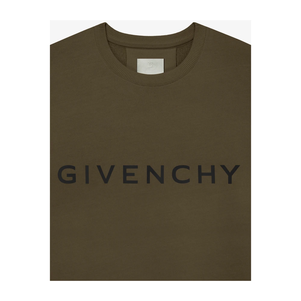 Givenchy Groene Creweck Sweater met Handtekening Green Heren