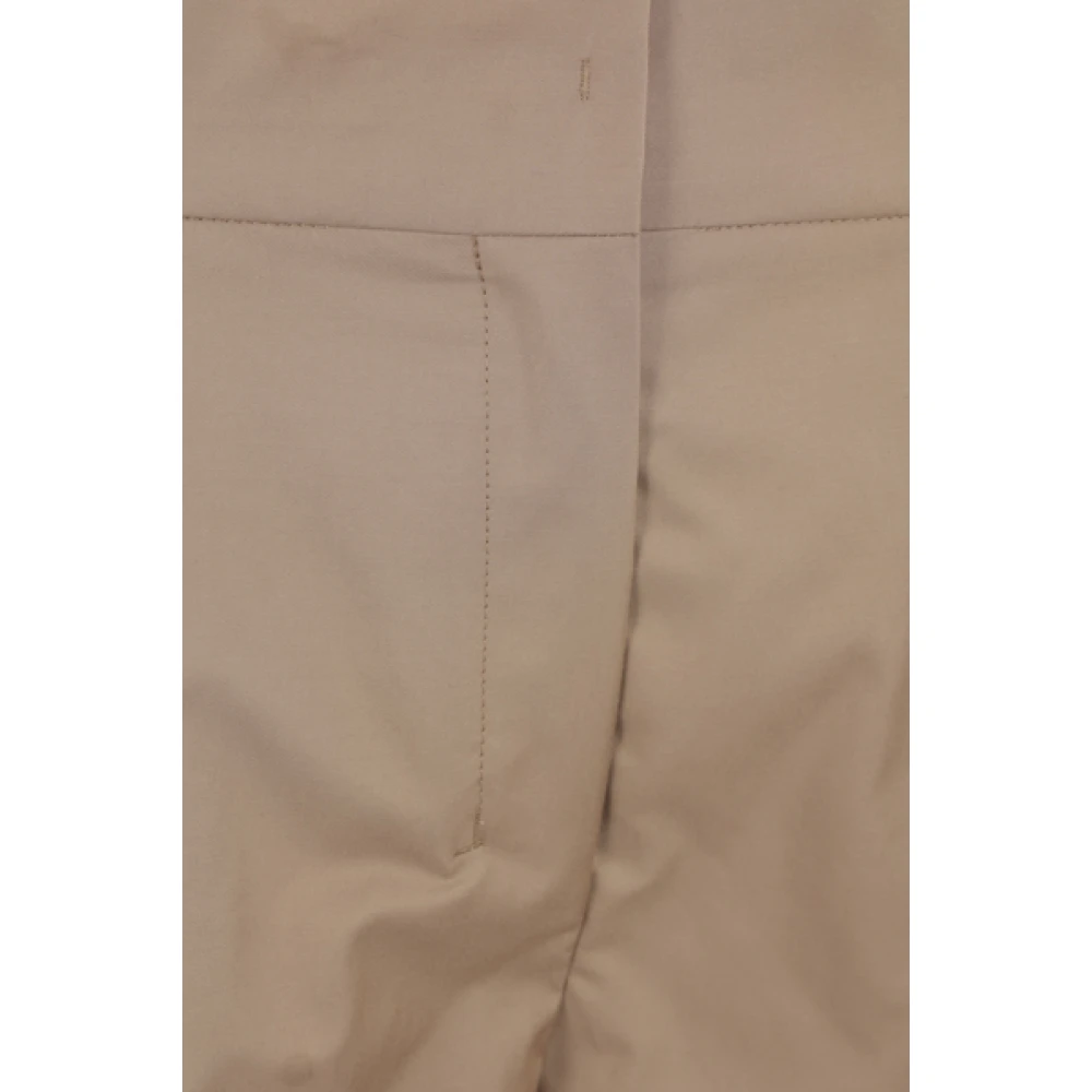 Max Mara Wijde Beige Katoenen Twill Broek Brown Dames