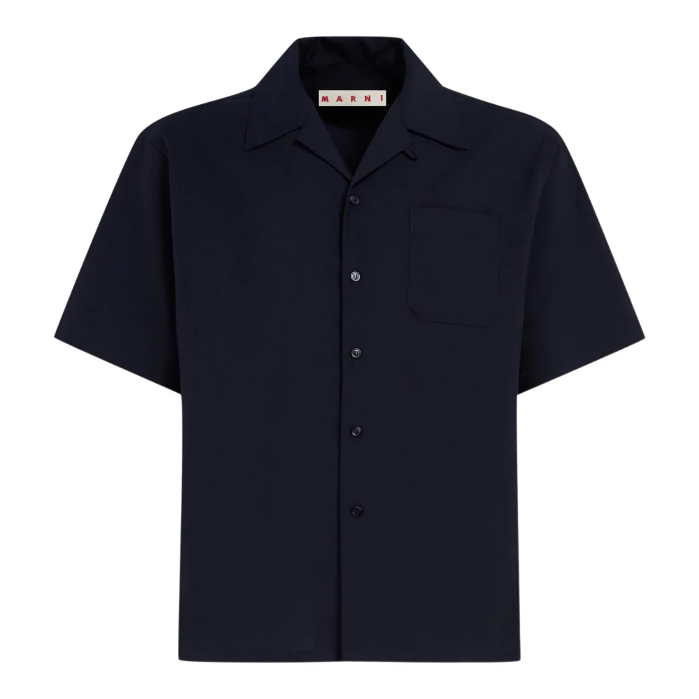 Marni Tropical wool bowling shirt Blue Heren