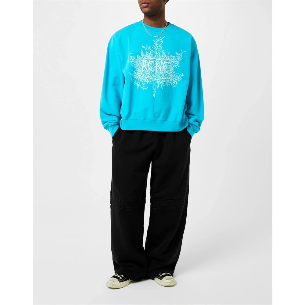 Acne Studios Devil Glow Logo Sweatshirt Fluo Blue Heren