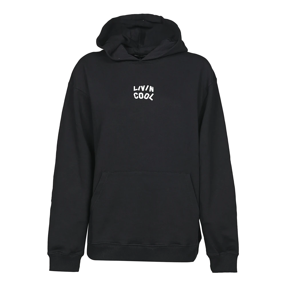 Livincool Zwarte Oversized Logo Hoodie Black Dames