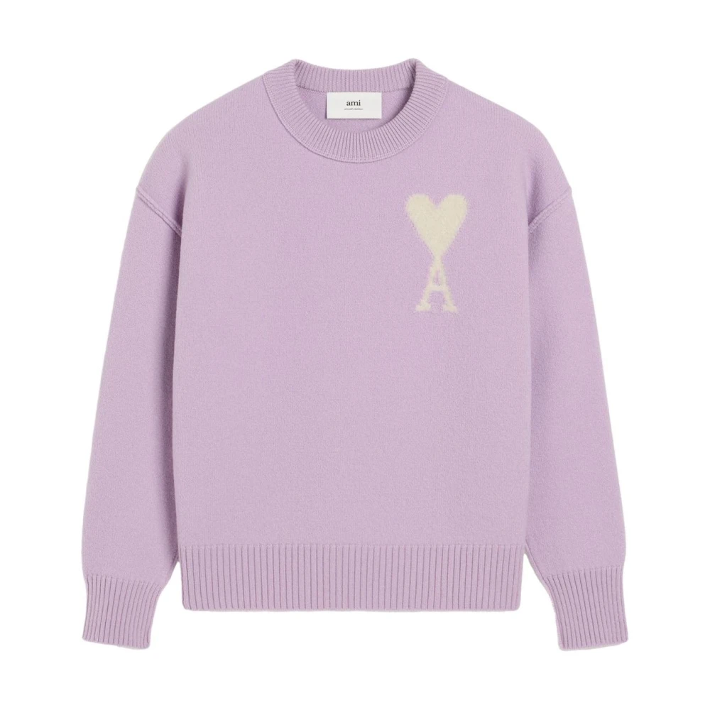Ami Paris Hart Logo Lila Trui Pink Heren