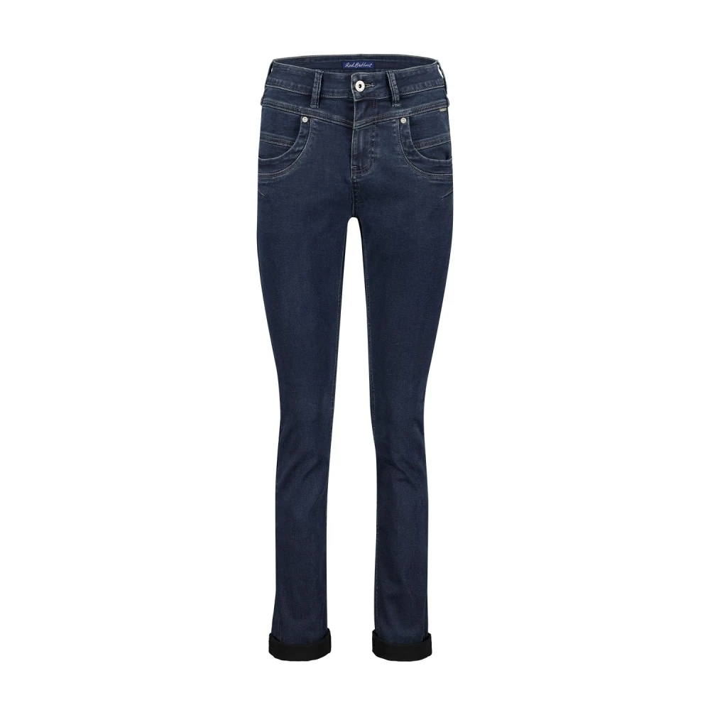 Red Button Rib Jog Broek Blue Dames
