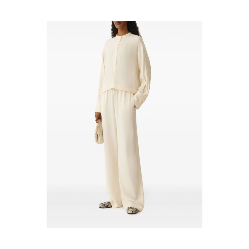 Fabiana Filippi Witte Geknoopte Kraagloze Lange Mouwen Blouse White Dames
