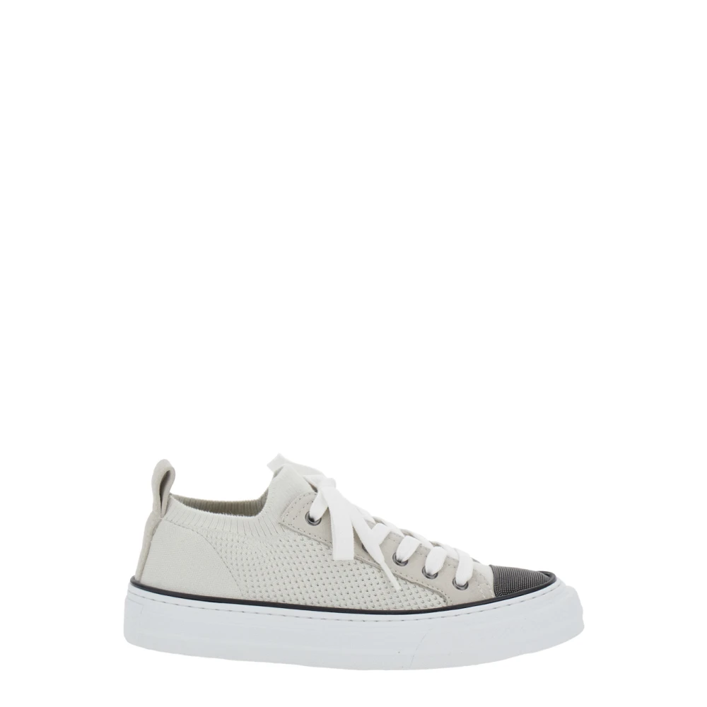 Brunello Cucinelli Vita låga topp sneakers snörning White, Dam