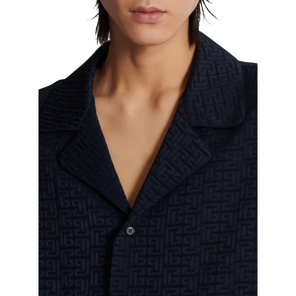 Balmain Labyrinth Jacquard Pyjama Shirt Blue Heren