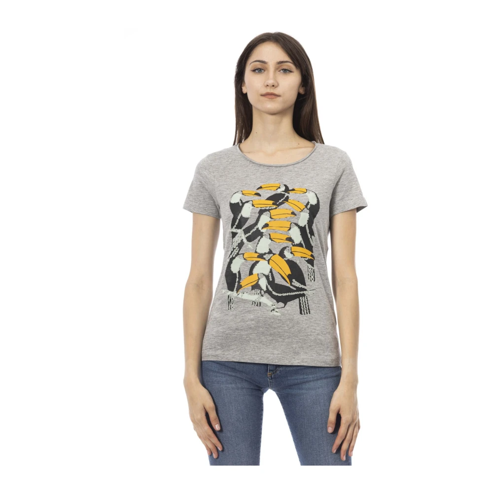 Trussardi Casual T-shirt met ronde hals Gray Dames