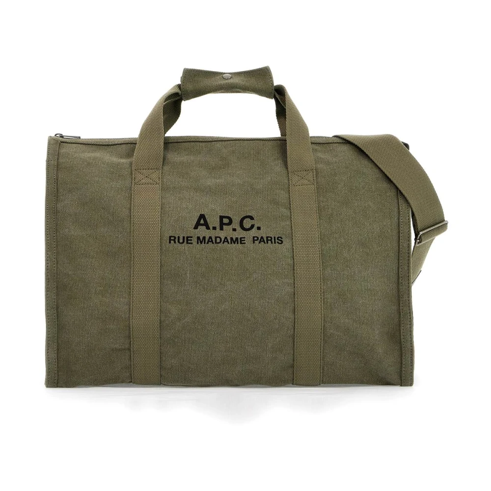 A.p.c. Canvas Tote Bag met Logo Print Green Heren