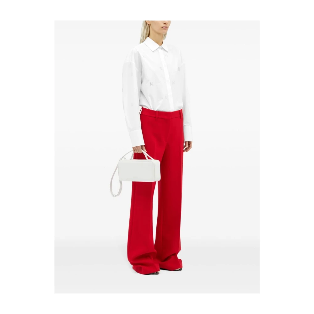 Msgm Witte Katoenen Overhemd met Strass Logo White Dames
