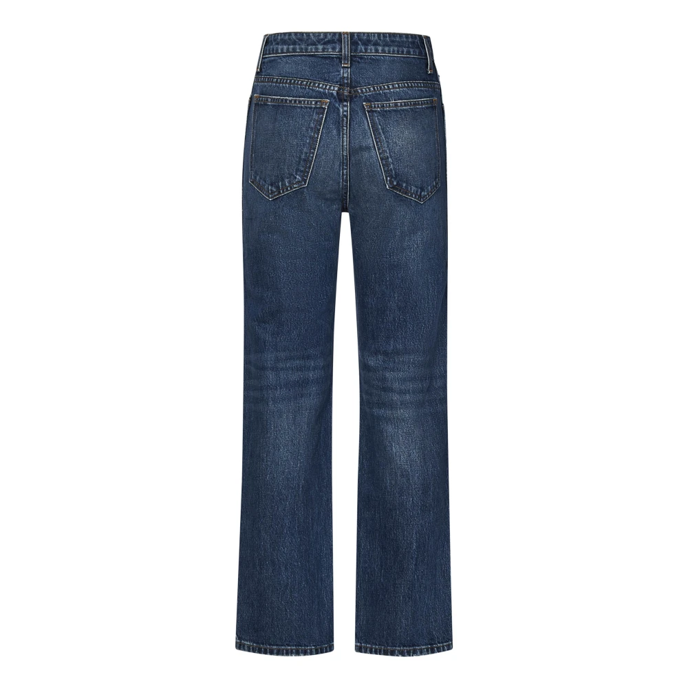 Khaite Blauwe Faded High-Waisted Cropped Jeans Blue Dames