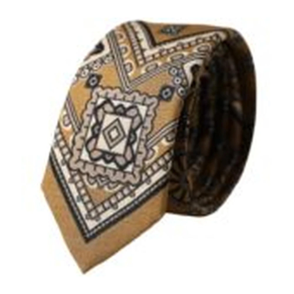 Dolce & Gabbana Gele Zijden Wielprint Stropdas Yellow Heren