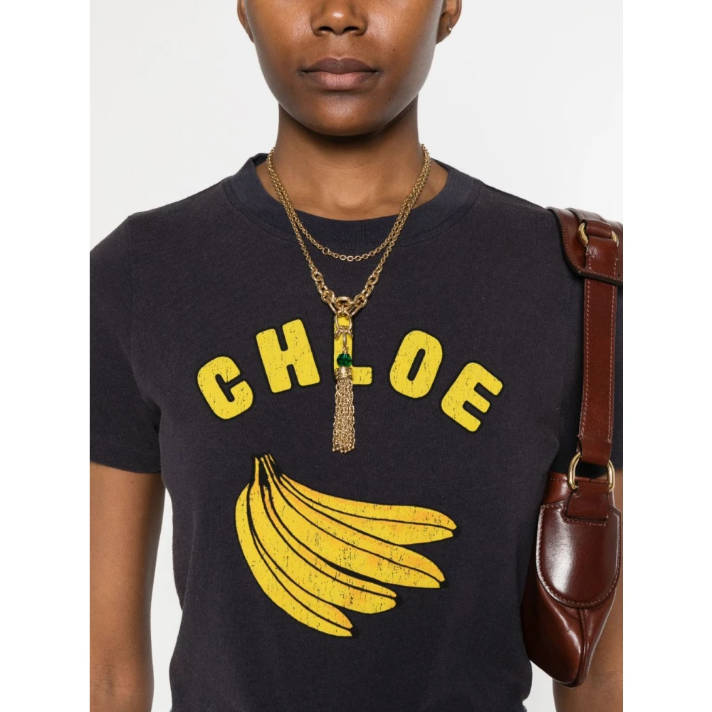 Chloé Blauw Baby Fit Crew Neck T-shirt Blue Dames