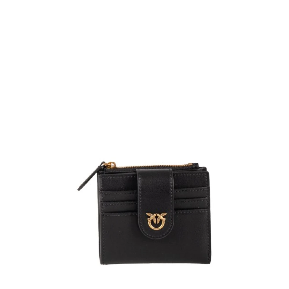 Pinko , Wallets & Cardholders, Female, Black, One Size, Leather Wallet With Zip And Button Fastening - Image 3