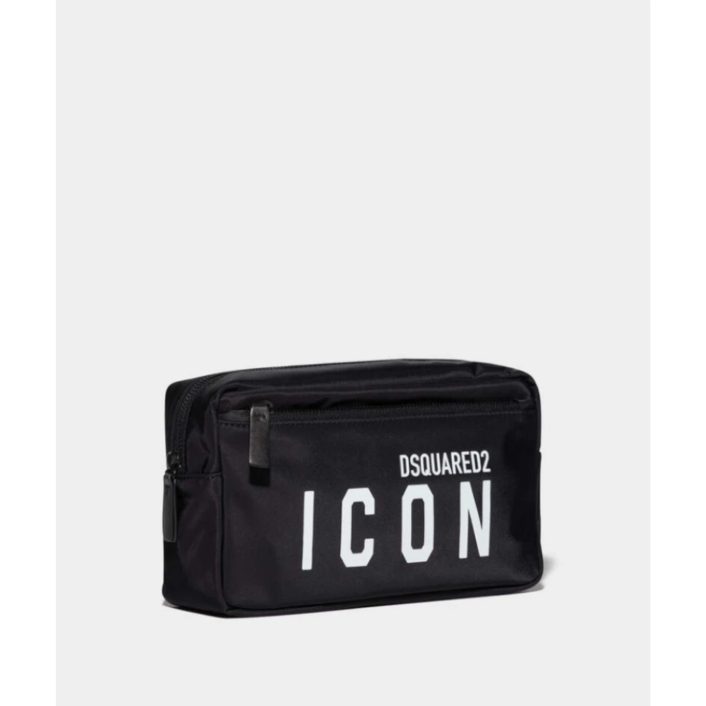 Dsquared2 Icon Nylon Toilettas met Rits Black Heren